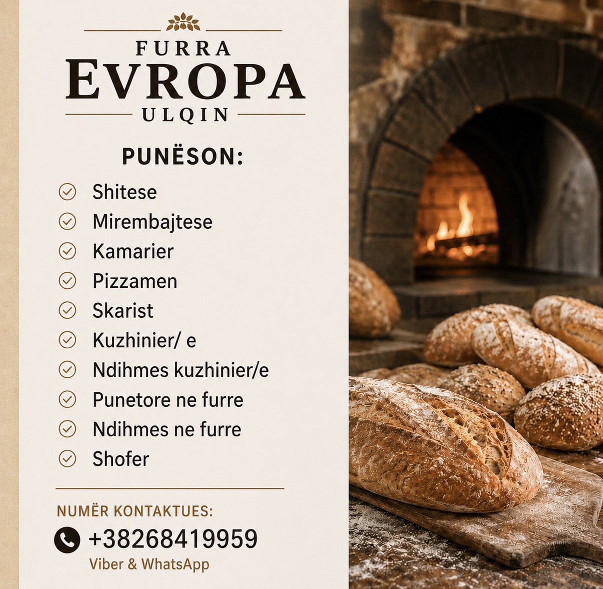 Furra Evropa – Ulqin punëson staf për pozita të ndryshme